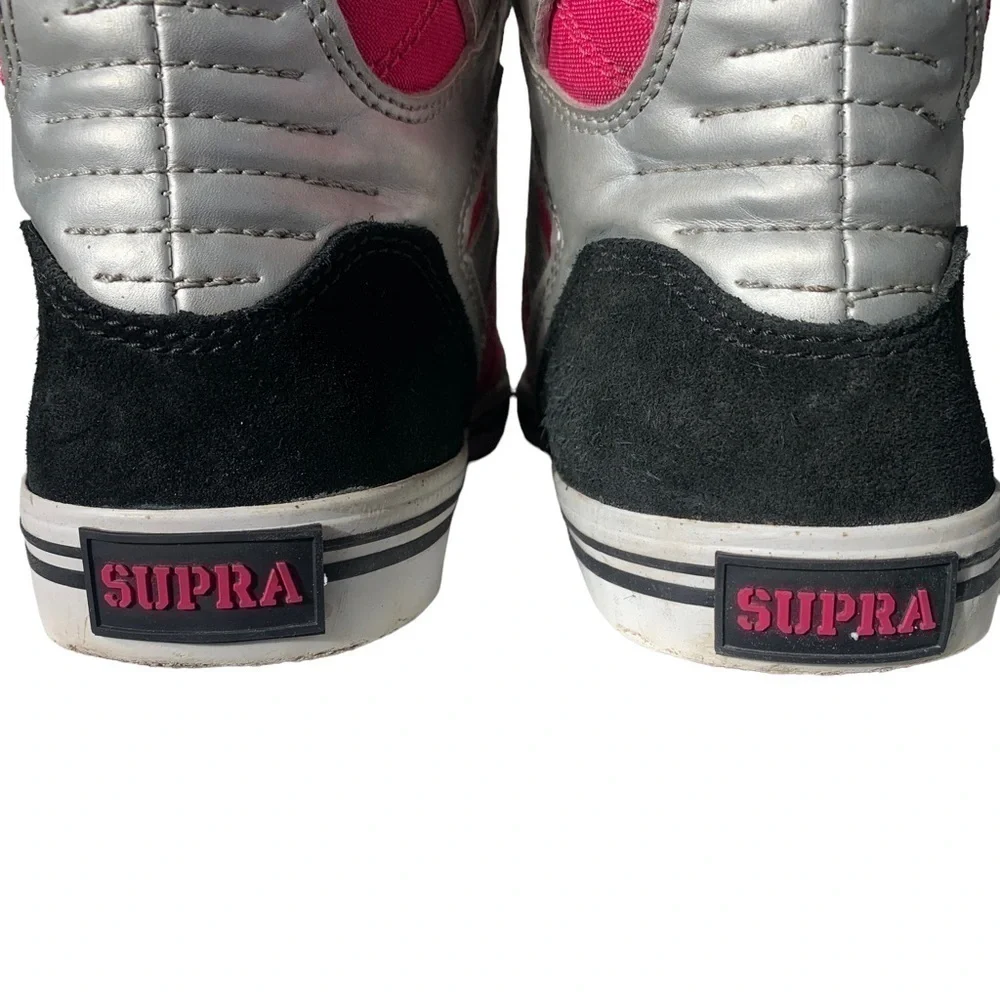 Supra Muska 001 High Top Skater Shoe Sneaker Leather Suede Pink Silver Black 9 - Picture 11 of 15
